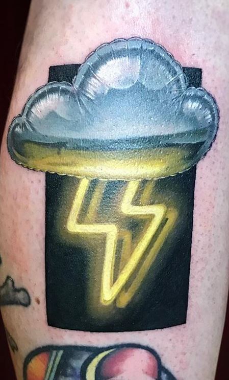 Striking 3D Cloud and Lightning Tattoo
