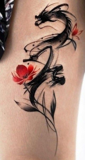Enchanting Watercolor Dragon Tattoo