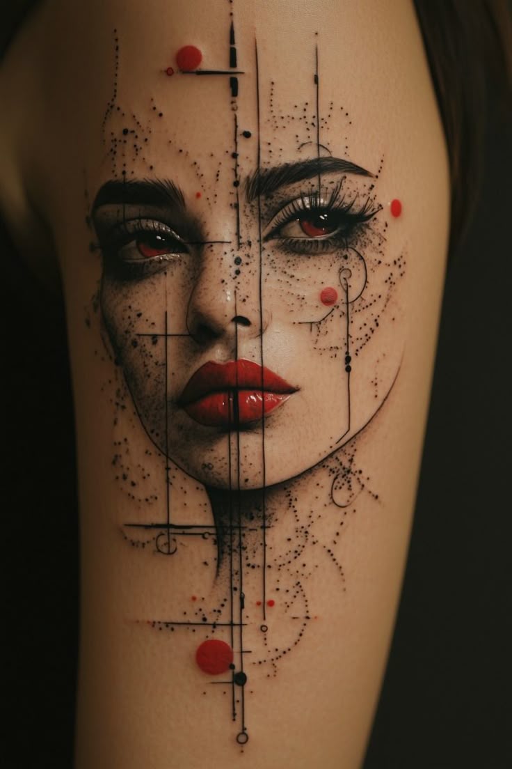 Stunning 3D Woman Face Tattoo
