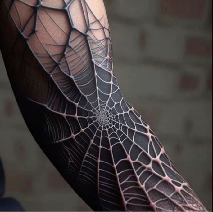 Inverted Spider Web Tattoo: A 3D Masterpiece