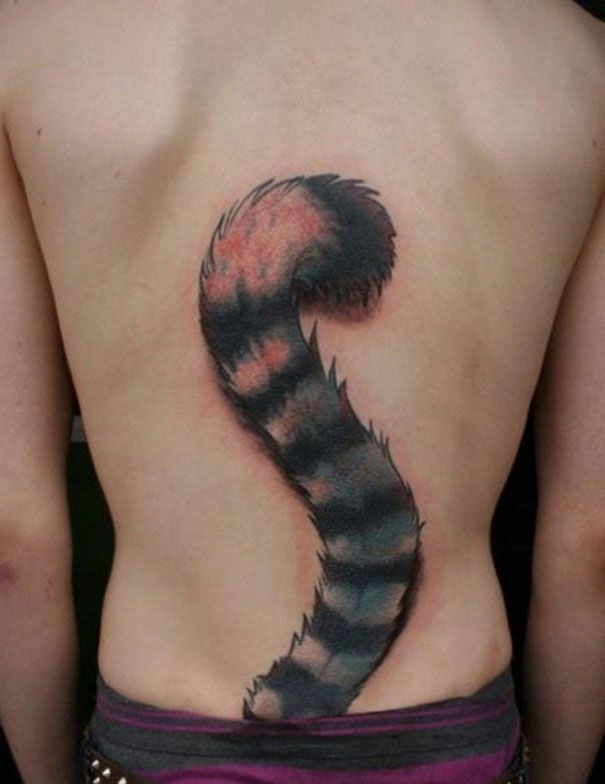 Realistic Raccoon Tail Tattoo