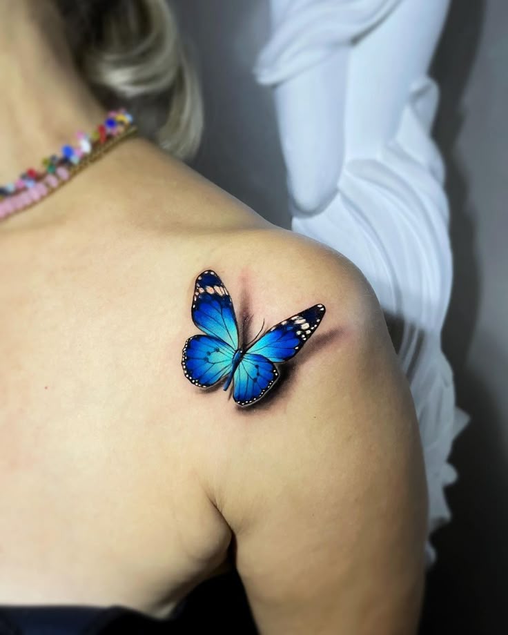 Stunning 3D Butterfly Tattoo for the Shoulder
