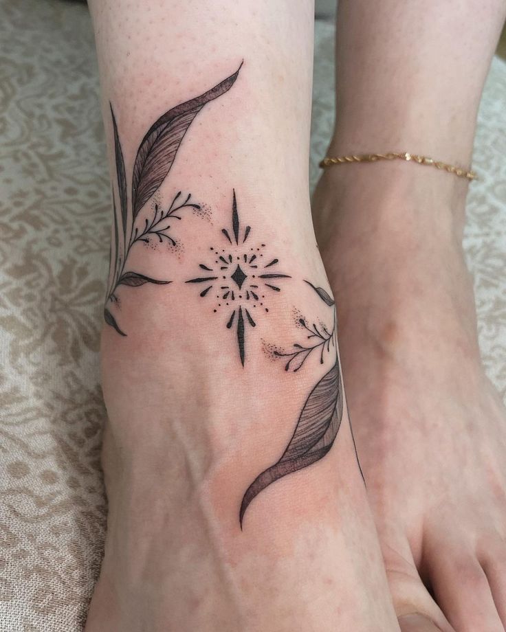 Chic Floral Ankle Tattoo Design