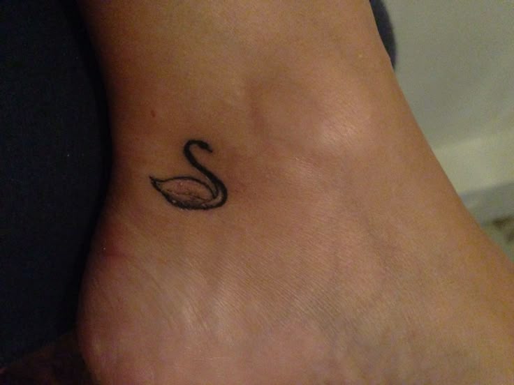 Elegant Minimalist Swan Ankle Tattoo