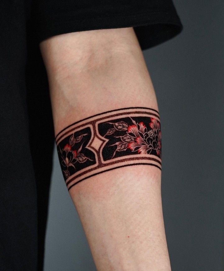 Floral Arm Band Tattoo Design