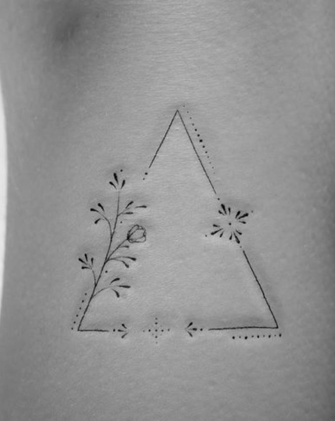 Minimalist Floral Triangle Tattoo