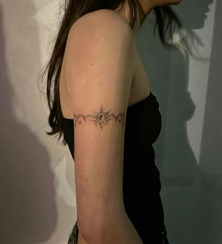 Elegant Blackwork Arm Band Tattoo