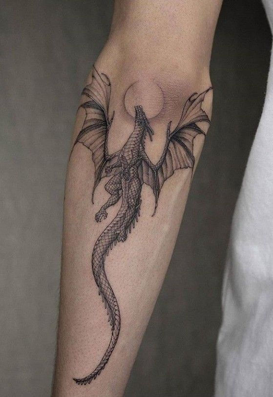Majestic Dragon Forearm Tattoo Design