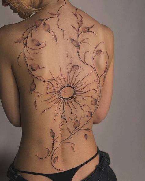 Elegant Floral Back Tattoo Design