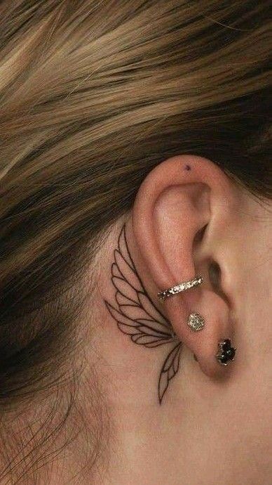 Delicate Minimalist Tattoo Behind the Ear