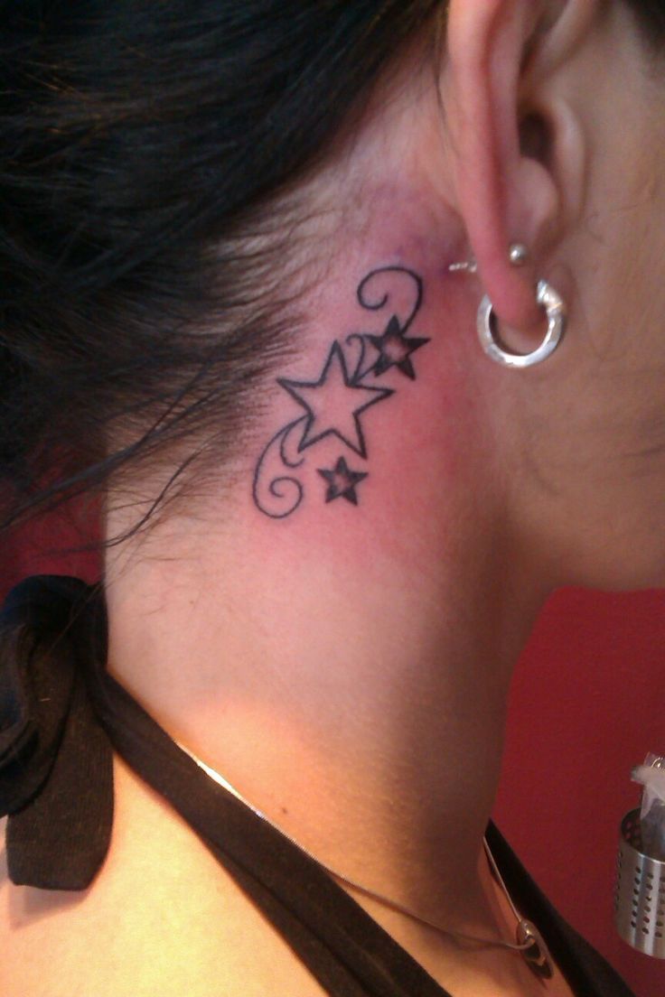 Charming Behind the Ear Star Tattoo