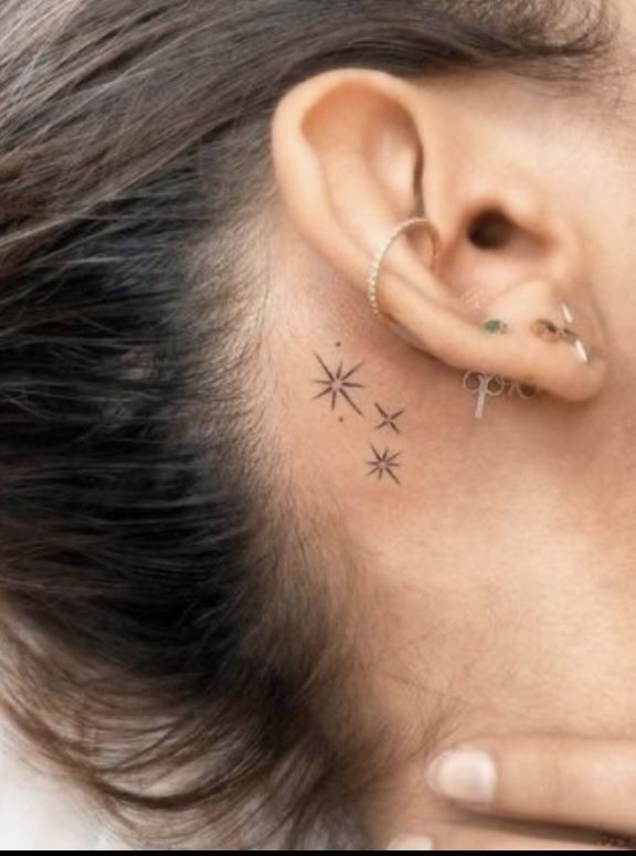 Dainty Star Tattoos for Behind the Ear