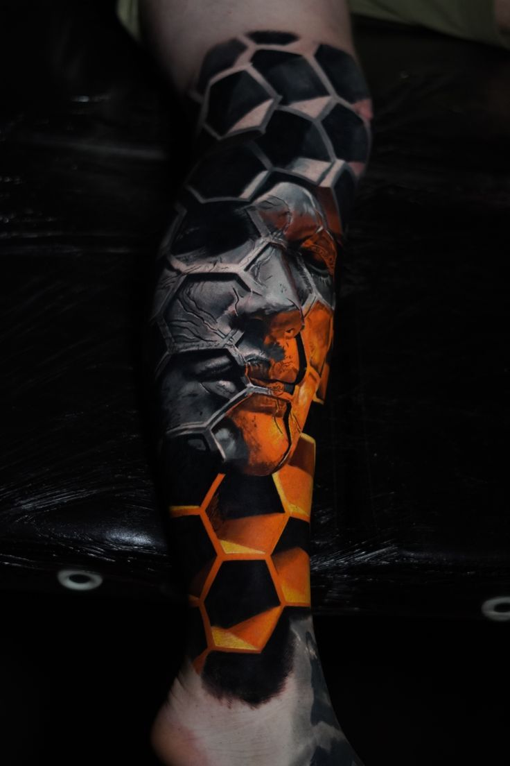 Intricate Biomechanical Sleeve Tattoo