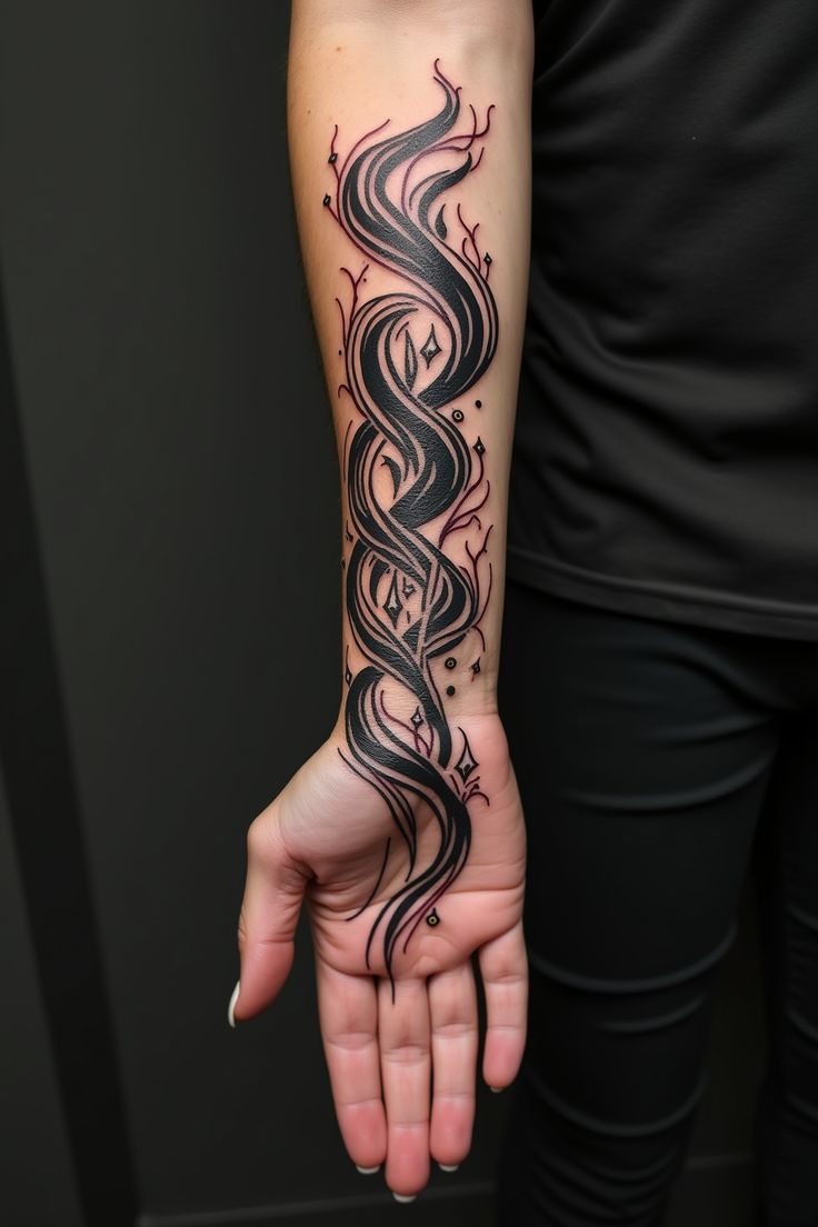 Elegant Biomechanical Forearm Tattoo