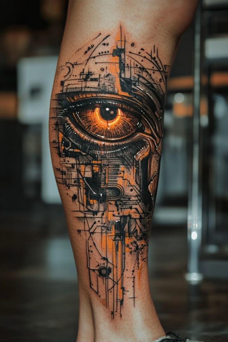Futuristic Biomechanical Eye Tattoo