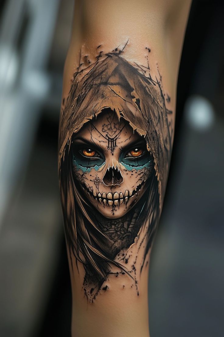 Stunning Biomechanical Skull Tattoo
