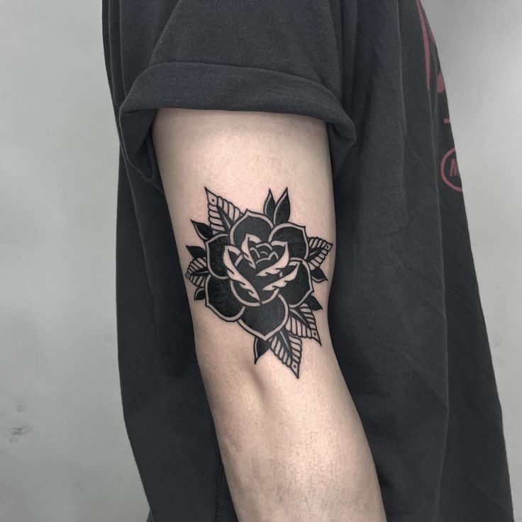Elegant Black and Gray Rose Tattoo
