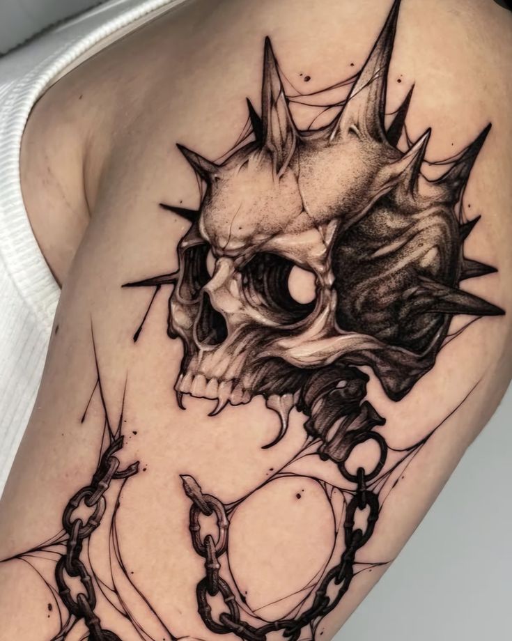 Spiked Skull Tattoo