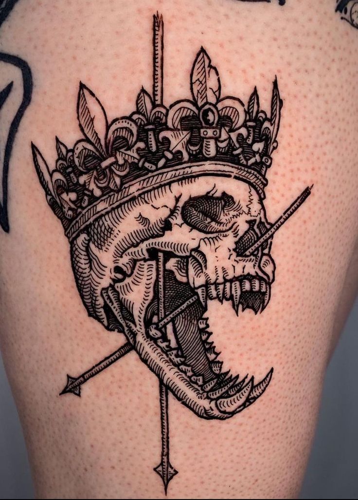 Majestic Skull Crown Tattoo Design
