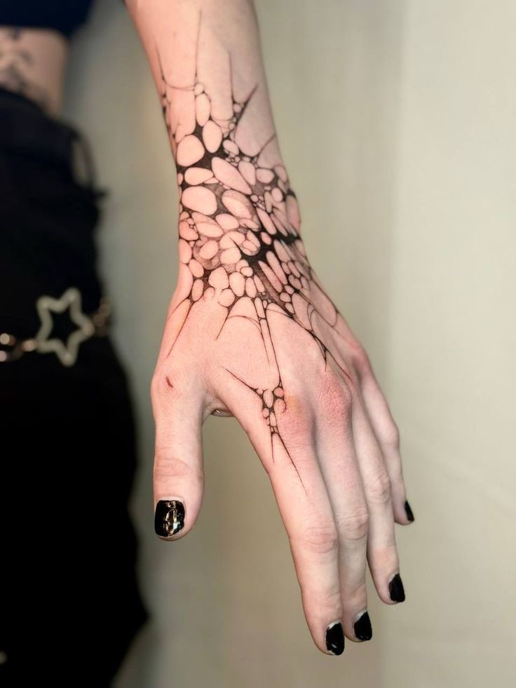 Abstract Blackwork Hand Tattoo
