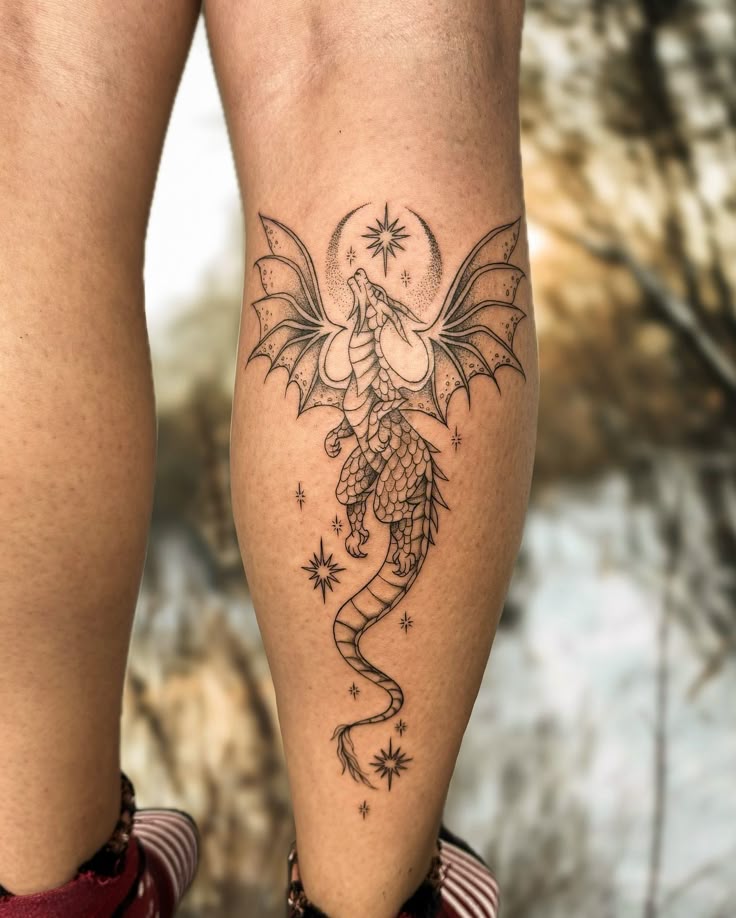 Majestic Dragon Calf Tattoo