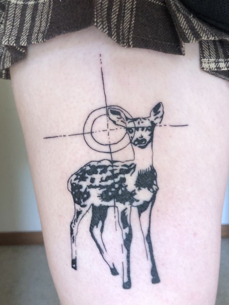 elegant deer calf tattoo