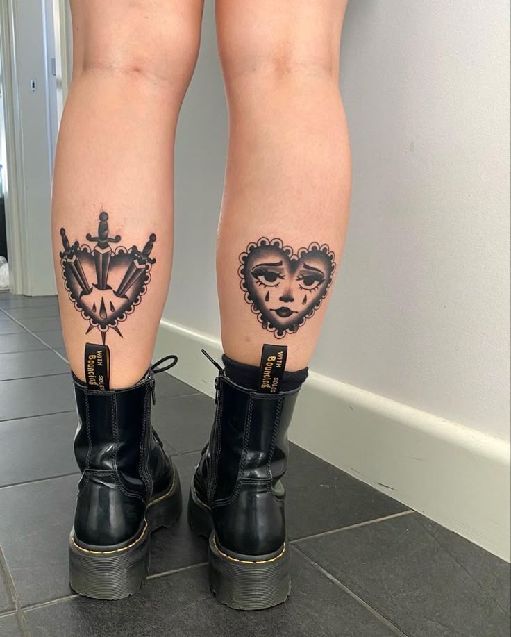 Bold Blackwork Calf Tattoo Design
