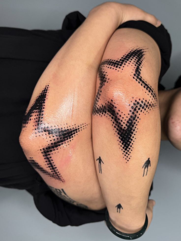 Bold Star Calf Tattoo Design