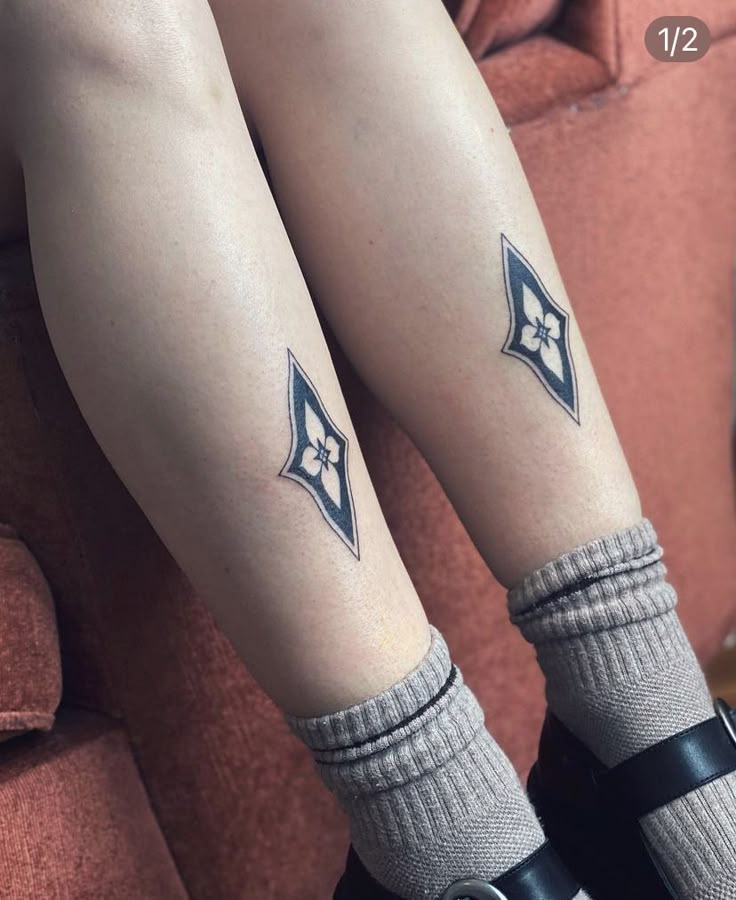 Geometric Blackwork Calf Tattoo