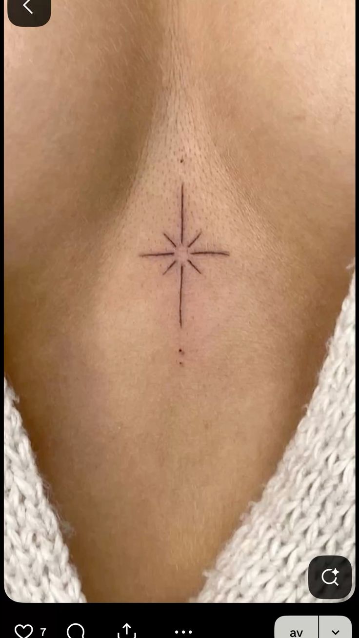 Minimalist Star Chest Tattoo Design
