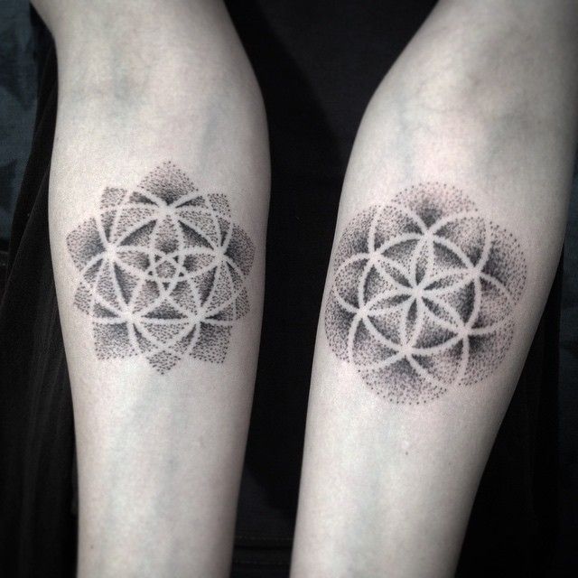 Intricate Dotwork Sacred Geometry Tattoo