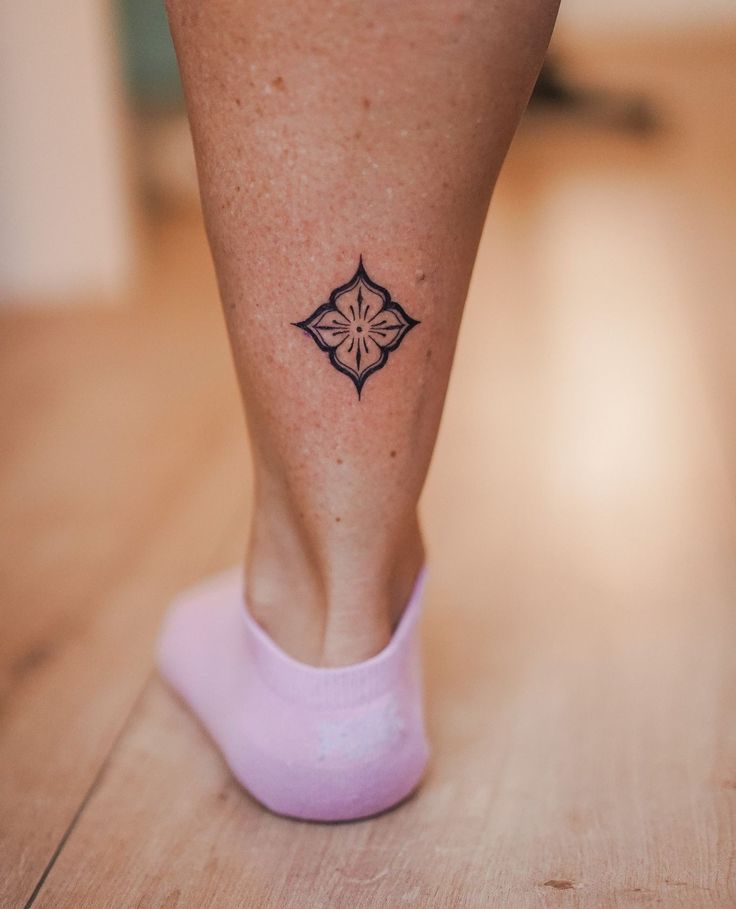 Elegant Dotwork Calf Tattoo