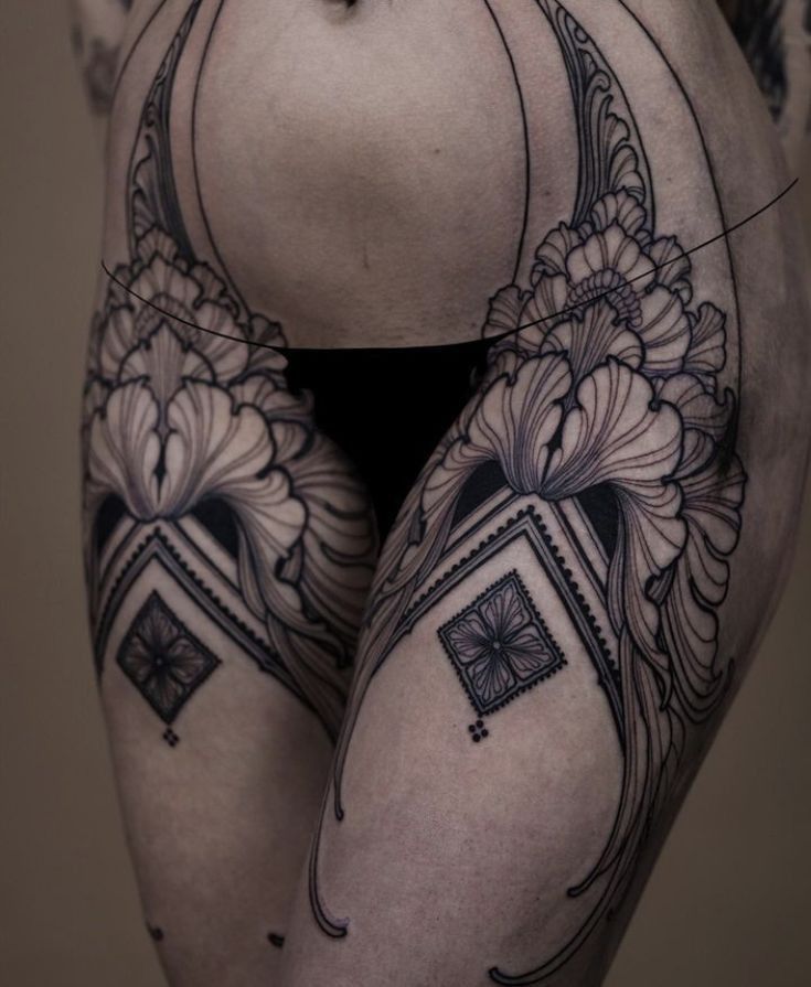 Elegant Art Nouveau Dotwork Tattoo
