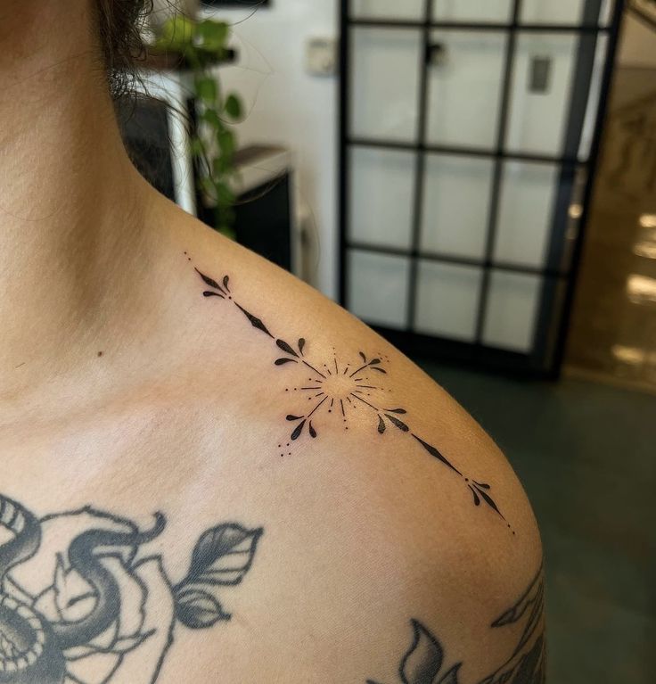 Elegant Dotwork Shoulder Tattoo