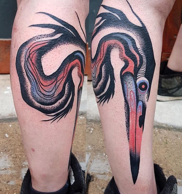 Vibrant Dotwork Bird Tattoo