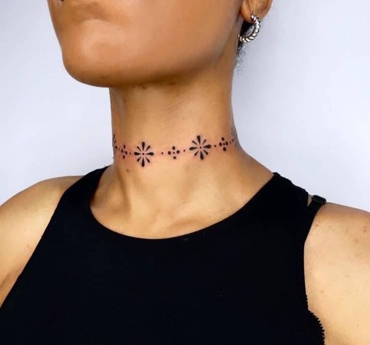 Elegant Dotwork Neck Tattoo