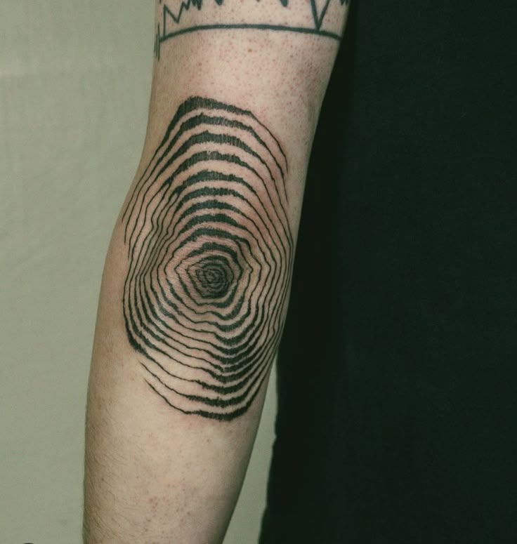 Intricate Spore Print Elbow Tattoo