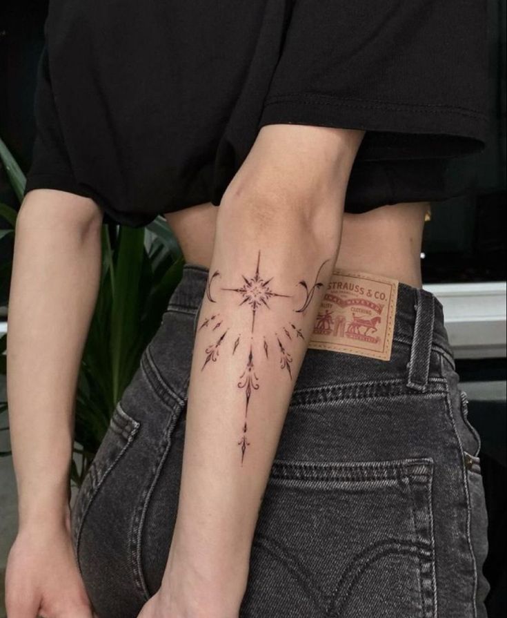 Elegant Minimalist Elbow Tattoo Design