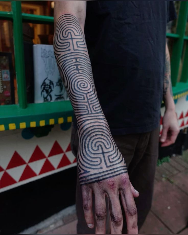 Intricate Celtic Labyrinth Arm Tattoo