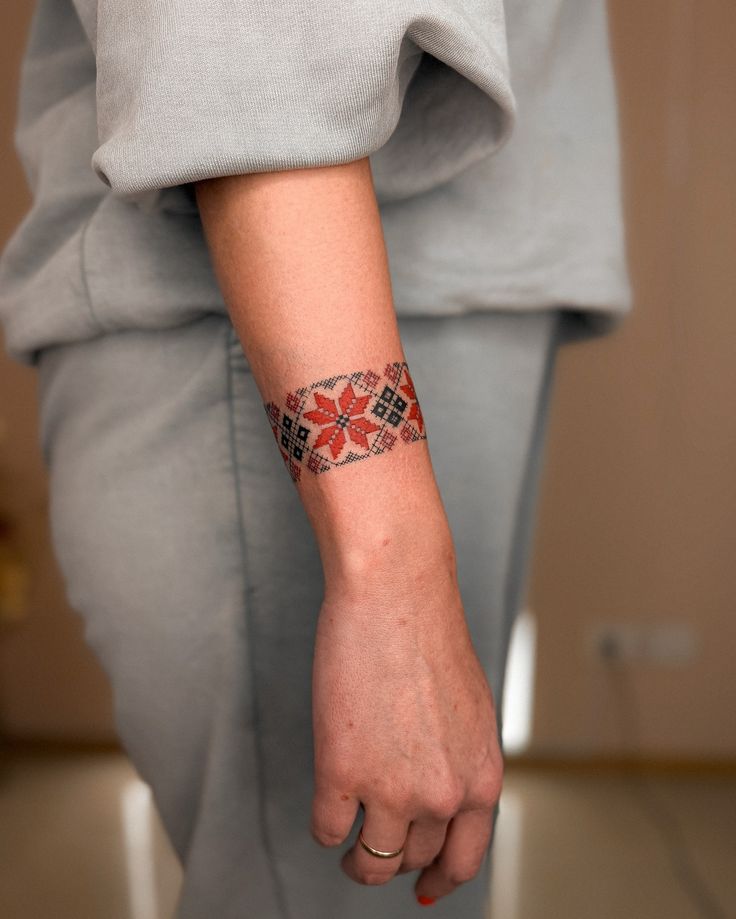 Vibrant Embroidery Tattoo for Cultural Expression