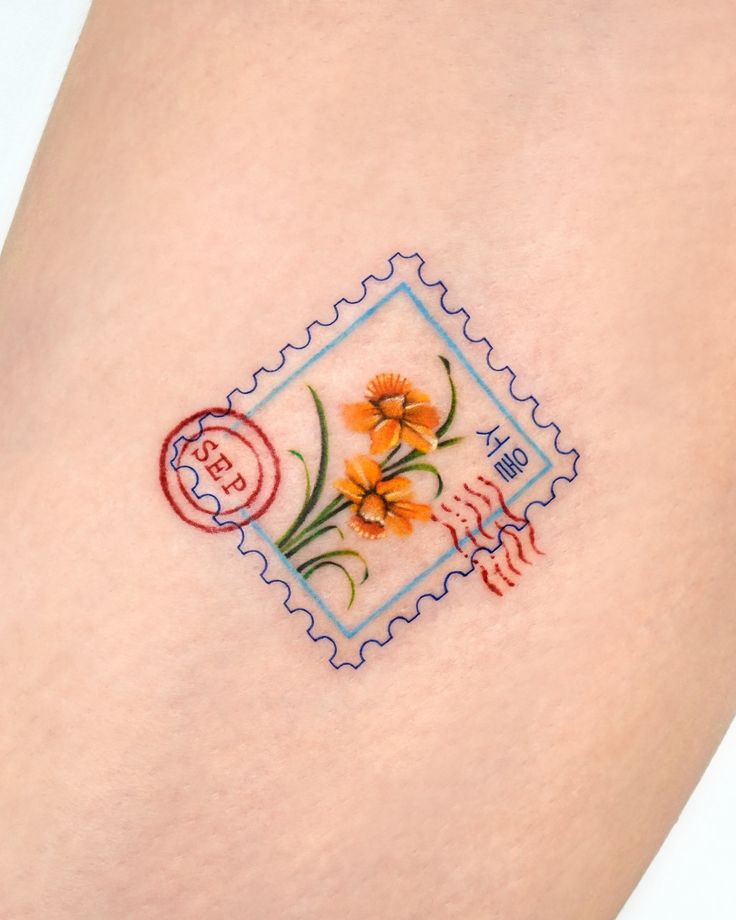 Floral Watercolor Stamp Tattoo