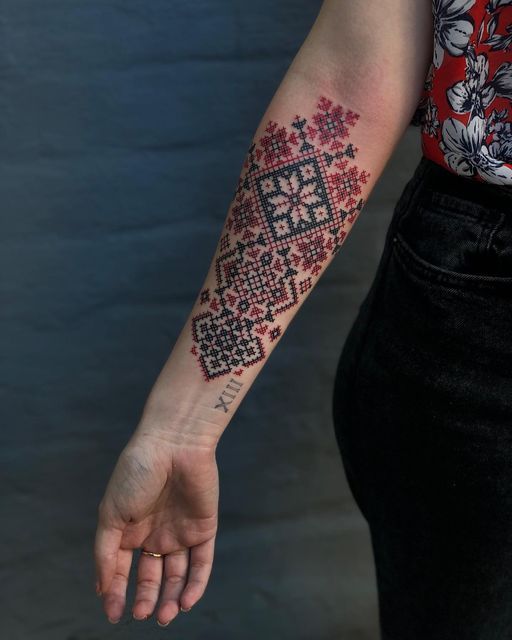 Ukrainian Embroidery Tattoo Design