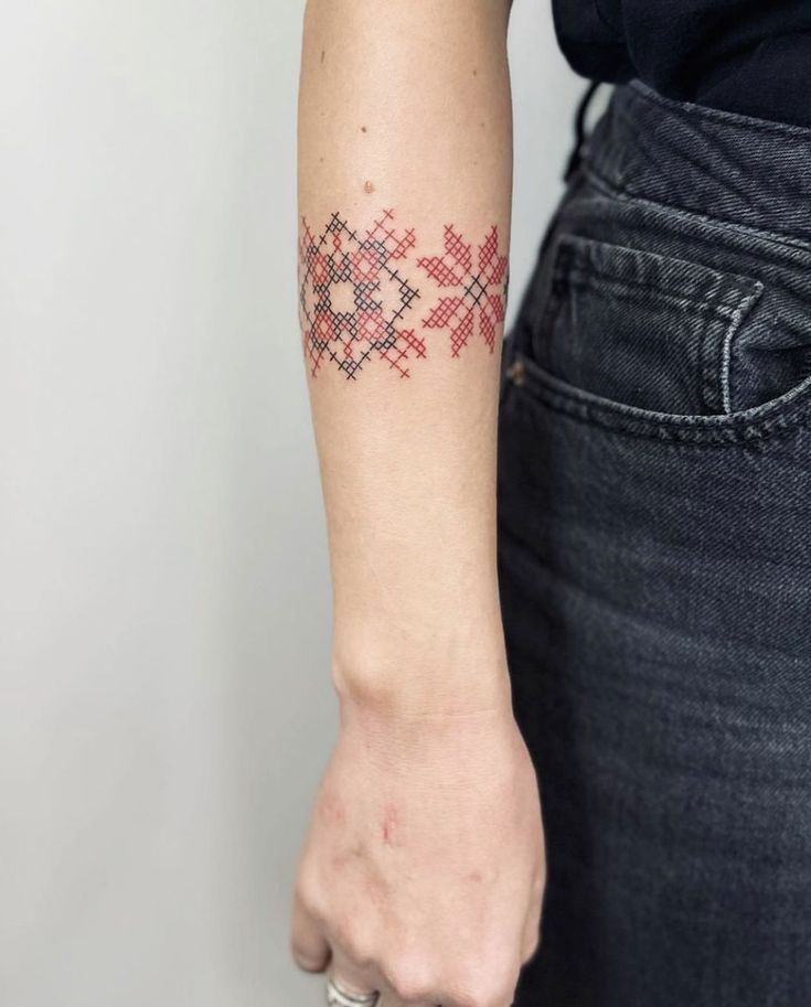 Latvian Embroidery Tattoo Design