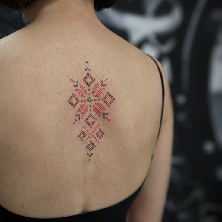 Geometric Embroidery Tattoo Design