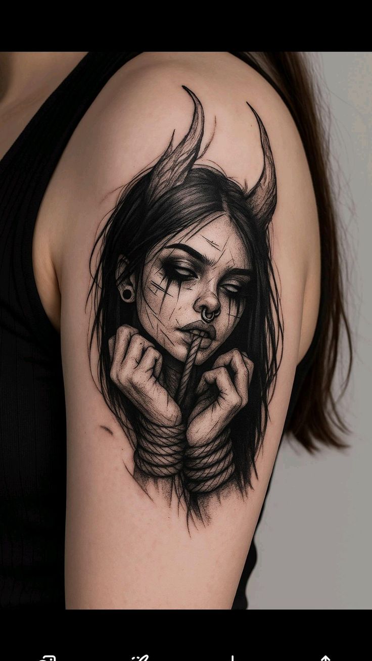 Intricate Realistic Arm Tattoo of a Female Portrait