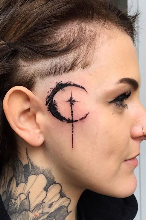 Bold Minimalist Face Tattoo for Trendsetters