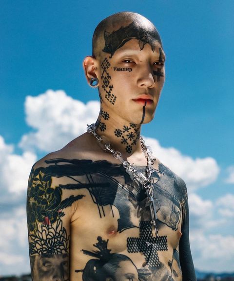 Bold Blackwork Face Tattoo