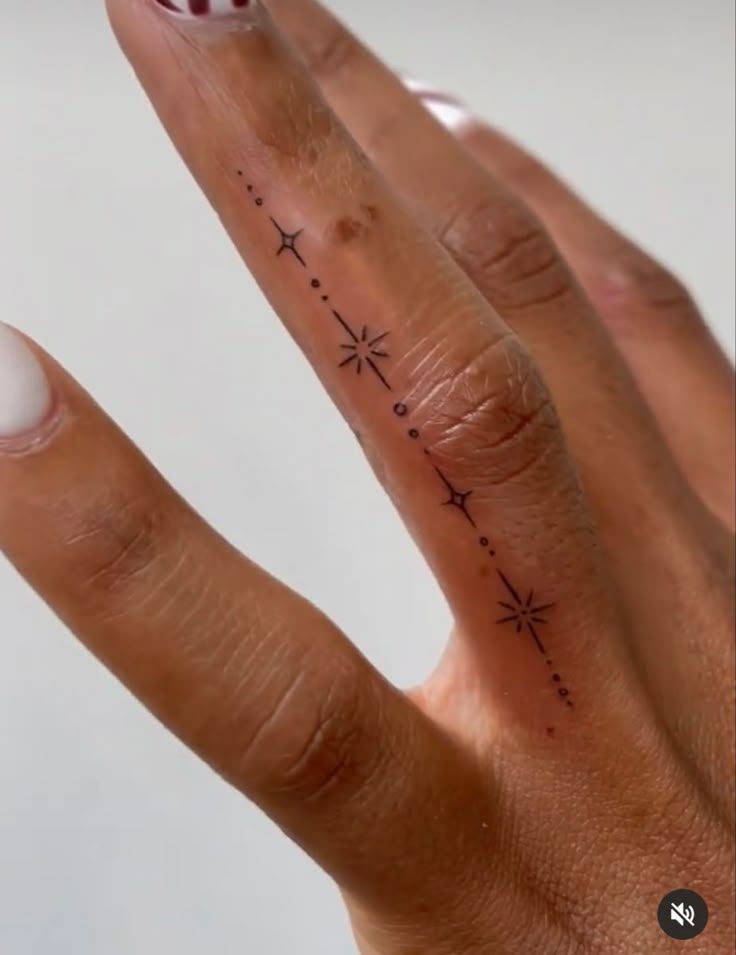 Sparkly Minimalist Finger Tattoo