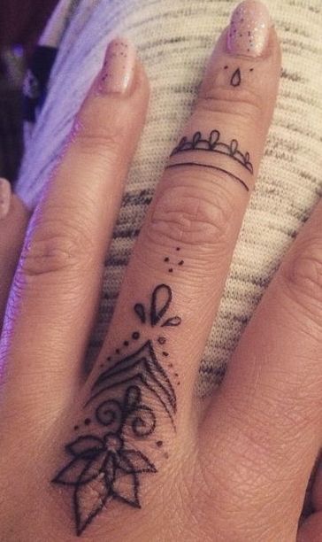 Elegant Blackwork Finger Tattoo Design