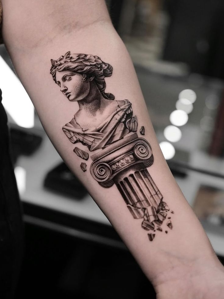 Classical Sculpture Forearm Tattoo